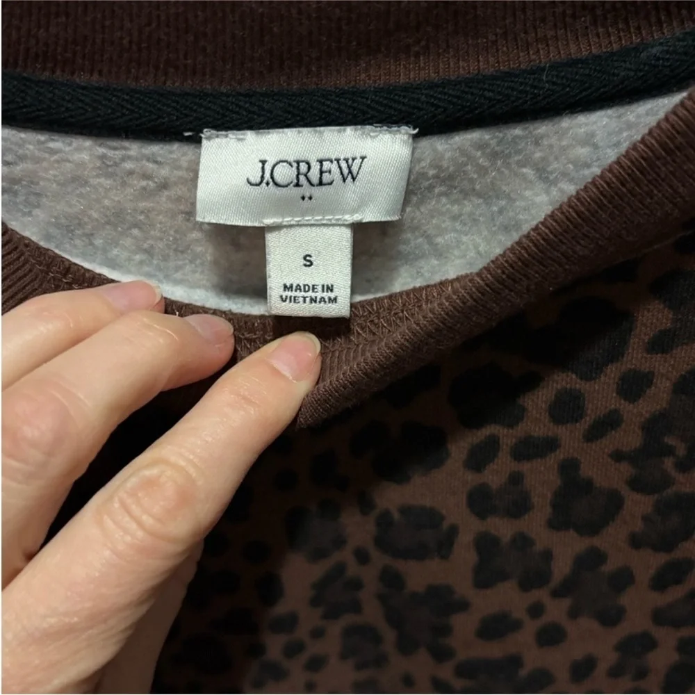 J. Crew Brown and Black Leopard Crewneck Sweatshirt